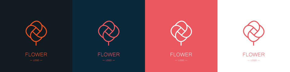 Set of flower logos. Collection. Modern design. Minimalism. Vector illustration
