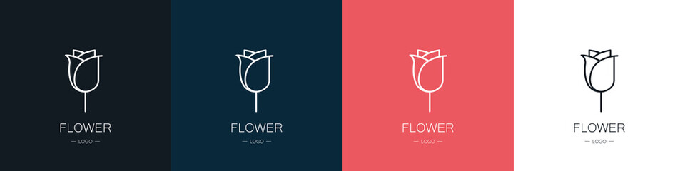 Wall Mural - Set of flower logos. Collection. Modern design. Minimalism. Vector illustration
