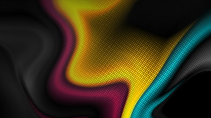 Colorful and black liquid waves abstract background