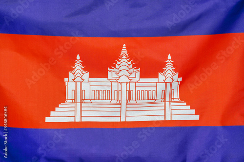 Как выглядит флаг камбоджи Flag of Cambodia. Flag of Cambodia waving in the wind. - Buy this stock photo an