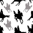 © Viktoria Suslova - silhouettes of sports horses and riders isolated on a white seamless background, decoration pattern, Equestrian sports, Show jumping