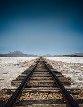 Railway In The Desert In Bolivia