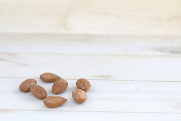 Healthy food, nuts on a wooden background