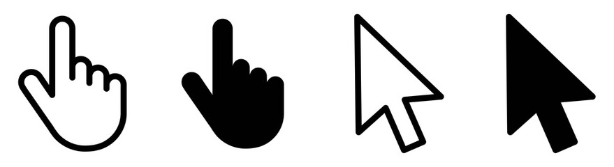 Poster - Hand clicking icon collection.Pointer click icon. Hand icon design.Set of Hand Cursor icons click and Cursor icons click. Click cursor icon.