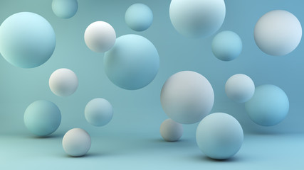 Wall Mural - light blue floating spheres background