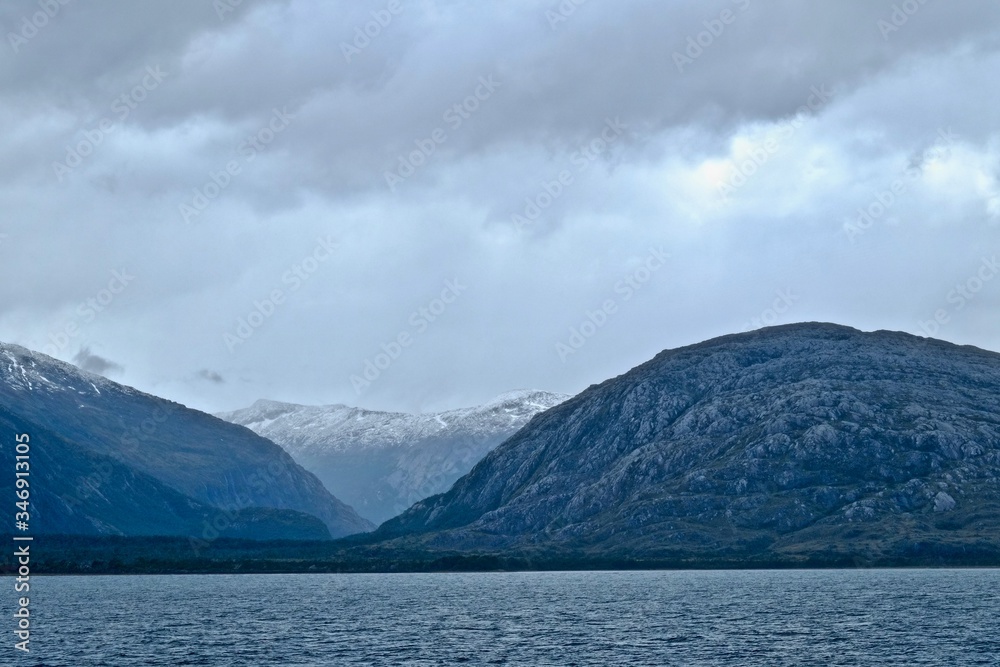 The landscape in the Whales Avenue in Patagonia. A special place in Tierra del Fuego at the national Parc Alberto de Agostini.