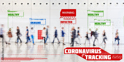 Cuadros en Lienzo Coronavirus Tracking App mit Überwachung von Kontaktpersonen