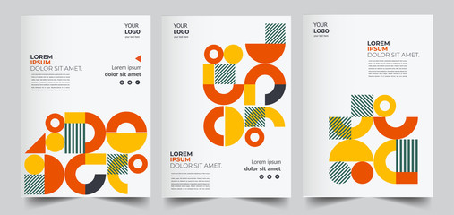 Wall Mural - Flyer brochure design template business cover geometric theme circles yellow color - Vector	
