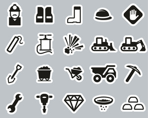 Poster - Quarry Or Mine Icons Black & White Sticker Set Big