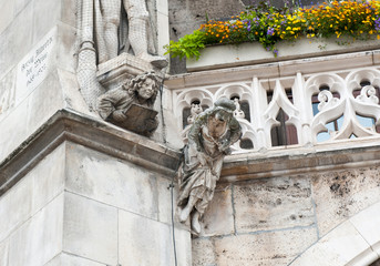 New Town Hall (Neues Rathaus). Details of the building facade. Munich. Germany