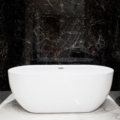 Wall Mural - luxury bathtub in marble bathroom