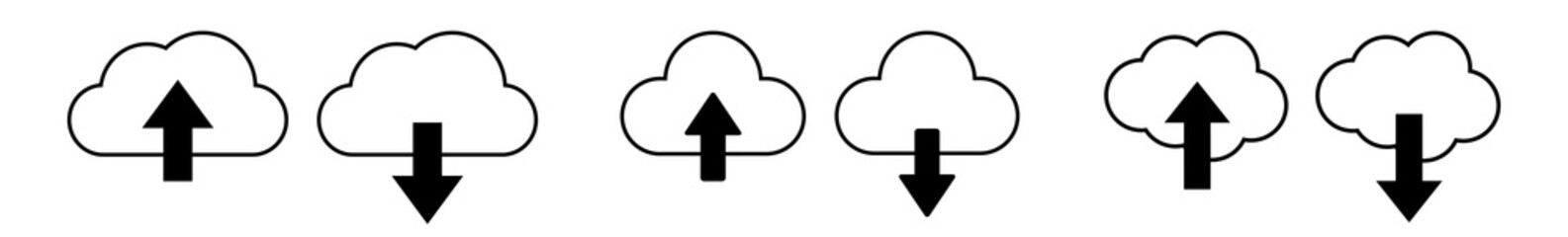 Wall Mural - cloud upload download icon black | clouds arrow up down illustration | computing storage symbol | se