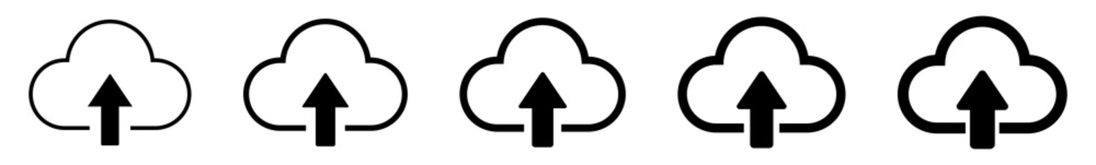 Wall Mural - cloud upload icon black line | clouds arrow up illustration | computing storage symbol | server data