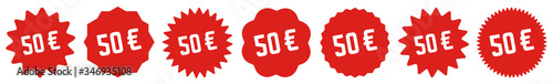 Fotografía 50 Price Tag Red | 50 Euro | Special Offer Icon | Sale Sticker | Deal Label | Va