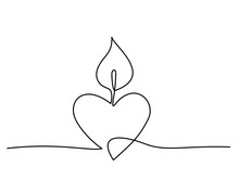 Burning Fire Candle Continuous One Line Drawing