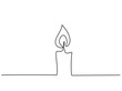Burning fire candle continuous one line drawing