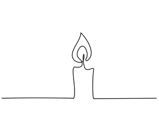 Wall Mural - burning fire candle continuous one line drawing