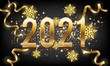 Golden New Year 2021 With Burst Glitter on Black Colour Background - Happy New Year 2021 Golden background with Burst glitter – Happy New Year 2021 Golden text Background vector illustration