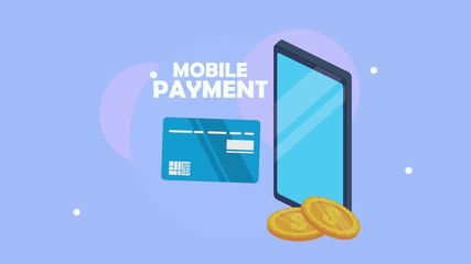 Canvas Print - mobile payment with smartphone and coins