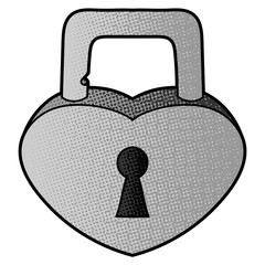 Poster - padlock of love vector design. digital hand drawn. comic style