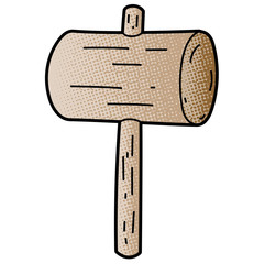 Poster - wooden hammer vector design. digital hand drawn. comic style