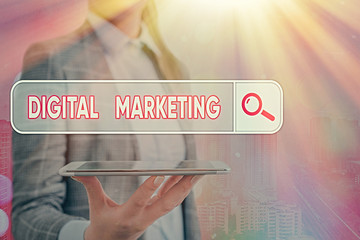 Poster - Conceptual hand writing showing Digital Marketing. Concept meaning Search Engine Optimazation Pay Per Click Ad Internet