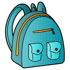 Poster - backpack vector design. digital hand drawn. comic style