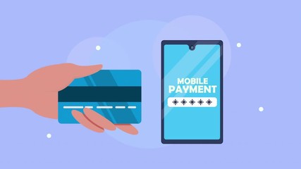 Canvas Print - mobile payment with smartphone and credit card