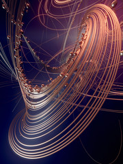 Poster - Weave luxury gold lines with shiny beads. Astract composition. 3d rendering