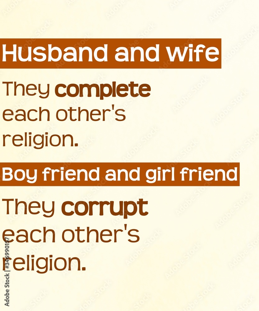 Islamic words about a haram"forbidden"relationship between men and women in Islam. - obrazy, fototapety, plakaty 