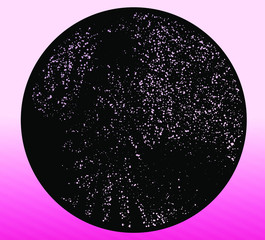 Aufkleber - Black disc with ornate made of little dots and particles. Contemporary abstract vector artwork, abstractionism and constructivism non-objective art.