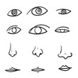 © Gwens graphic studio - hand drawn doodle human eyes nose lips illustration