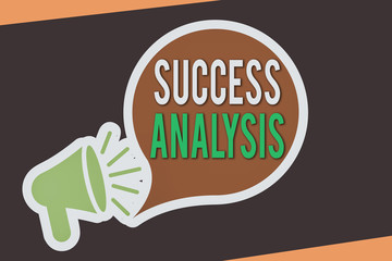 Poster - Conceptual hand writing showing Success Analysis. Concept meaning creating graph to determine increase in sales or profits Megaphone and Tablet Horizontally Resting on Stand Holder
