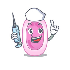 Canvas Print - A nice nurse of bordetela pertussis mascot design concept with a syringe