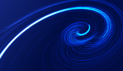 Poster -  Spiral abstract graphic texture background constructed of glowing lines. 