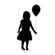 black girl silhouette with child with balloon on white background, holiday clipart. International children's day greeting card. Vector illustration baby, daughter, girl in a fluffy skirt.