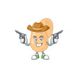 A cowboy cartoon character of sarcina holding guns