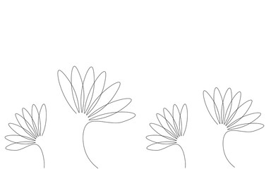 Wall Mural - Flowers background. Continuous line drawing. Vector illustration