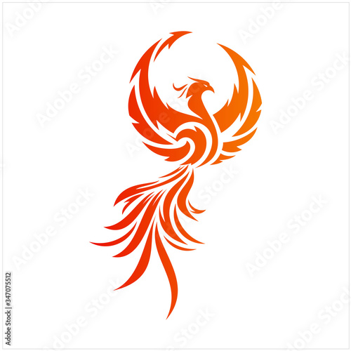 Flying Phoenix Fire Bird abstract Logo design vector template. Dove ...