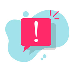 Poster - caution warning message bubble or attention alert icon mark with exclamation sign vector flat cartoo