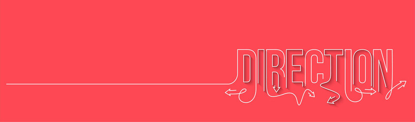Direction Calligraphic line art Text banner poster vector illustration Design.