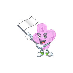 Poster - Cute cartoon character of tetracoccus holding white flag