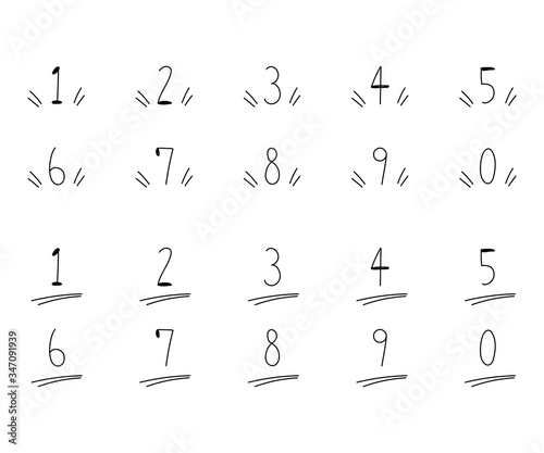 手描きの数字のイラストのセット シンプル かわいい Stock Illustration Adobe Stock