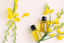 Essential Oil With Gorse Flower Extract. Hygiene Bath Product. Wellness Therapy Regeneration