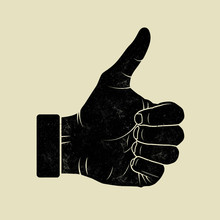 Like Thumb Up Vintage Styled Sticker Label Design. Finger Up. Vector Illustration