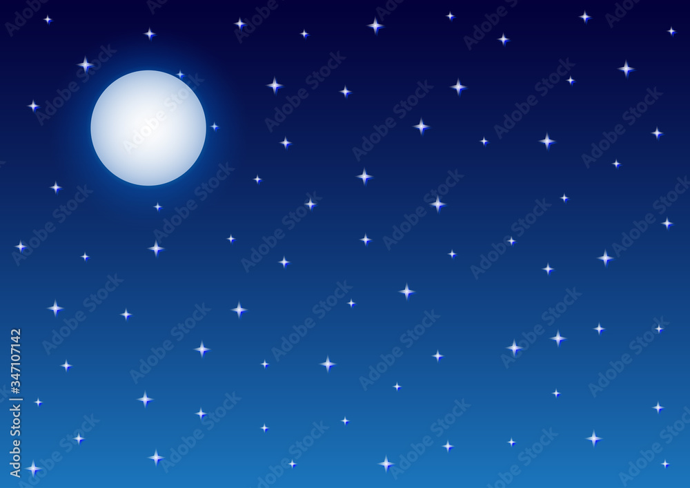 Full Moon and Starry Night Sky Background Stock Vector | Adobe Stock