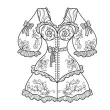Zentangle Coloring Page For Adults With Vintage Women's Corset