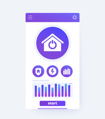 Canvas Print - Smart home app interface, mobile ui design, vector