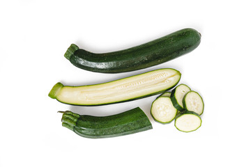 Wall Mural - Collection of zucchini isolated on a white background