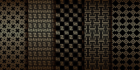 Wall Mural - art deco golden geometric seamless patterns, luxury ornaments